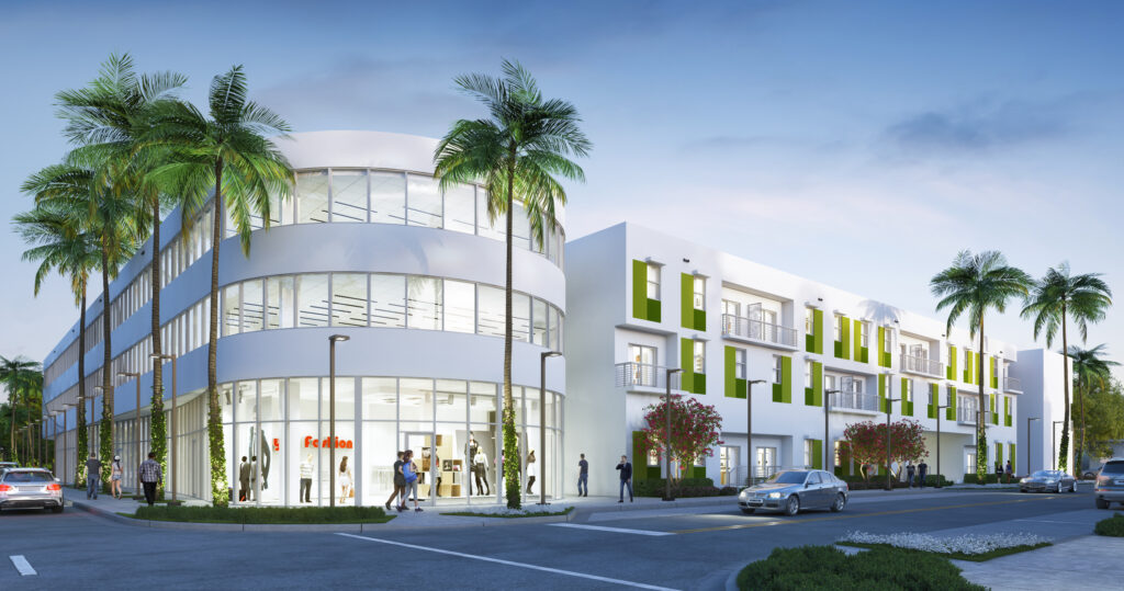 This is a photo of an Office Space project. Cutting-edge and versatile multi-use retail and office project strategically located in the vibrant heart of Hallandale Beach in South Florida.