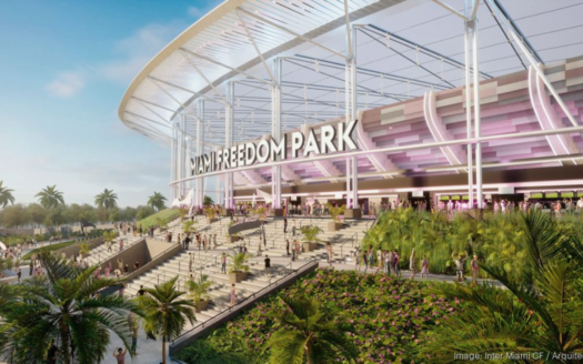 Rendering of the future Inter Miami CF stadium at Miami Freedom Park.